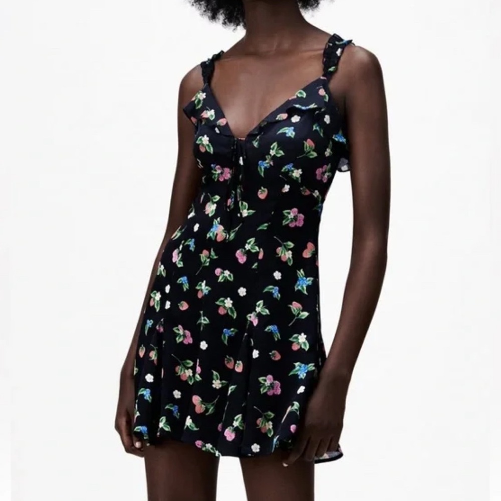 Zara Floral Black Mini Dress